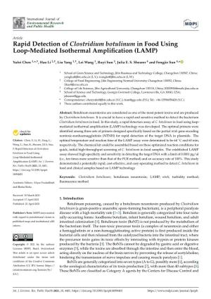 Rapid Detection of Clostridium Botulinum in Food Using Loop-Mediated Isothermal Ampliﬁcation (LAMP)