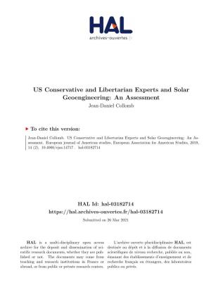 US Conservative and Libertarian Experts and Solar Geoengineering: an Assessment Jean-Daniel Collomb