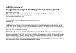 A Bibliography of Indigenous Ecological Knowledge in Northern Australia