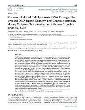 Cadmium Induced Cell Apoptosis, DNA Damage, De