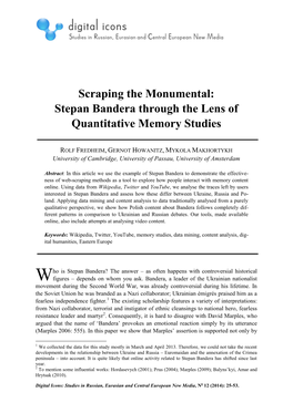 Stepan Bandera Through the Lens of Quantitative Memory Studies