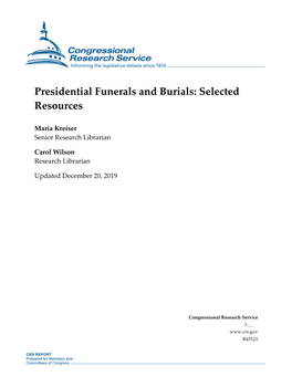 Presidential Funerals and Burials: Selected Resources