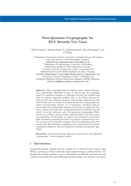 Post-Quantum Cryptography for ECU Security Use Cases