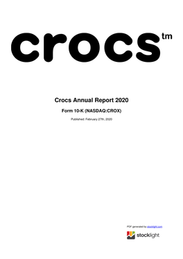 Crocs Annual Report 2020