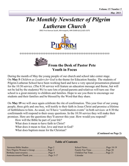 The Monthly Newsletter of Pilgrim Lutheran Church 3901 First Avenue South, Minneapolis, MN 55409 (612) 825-5375