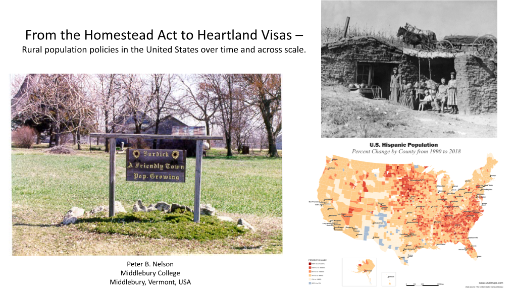From the Homestead Act to Heartland Visas – Rural Population Policies in the United States Over Time and Across Scale
