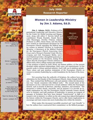 Women in Leadership Ministry by Jim J. Adams, Ed.D