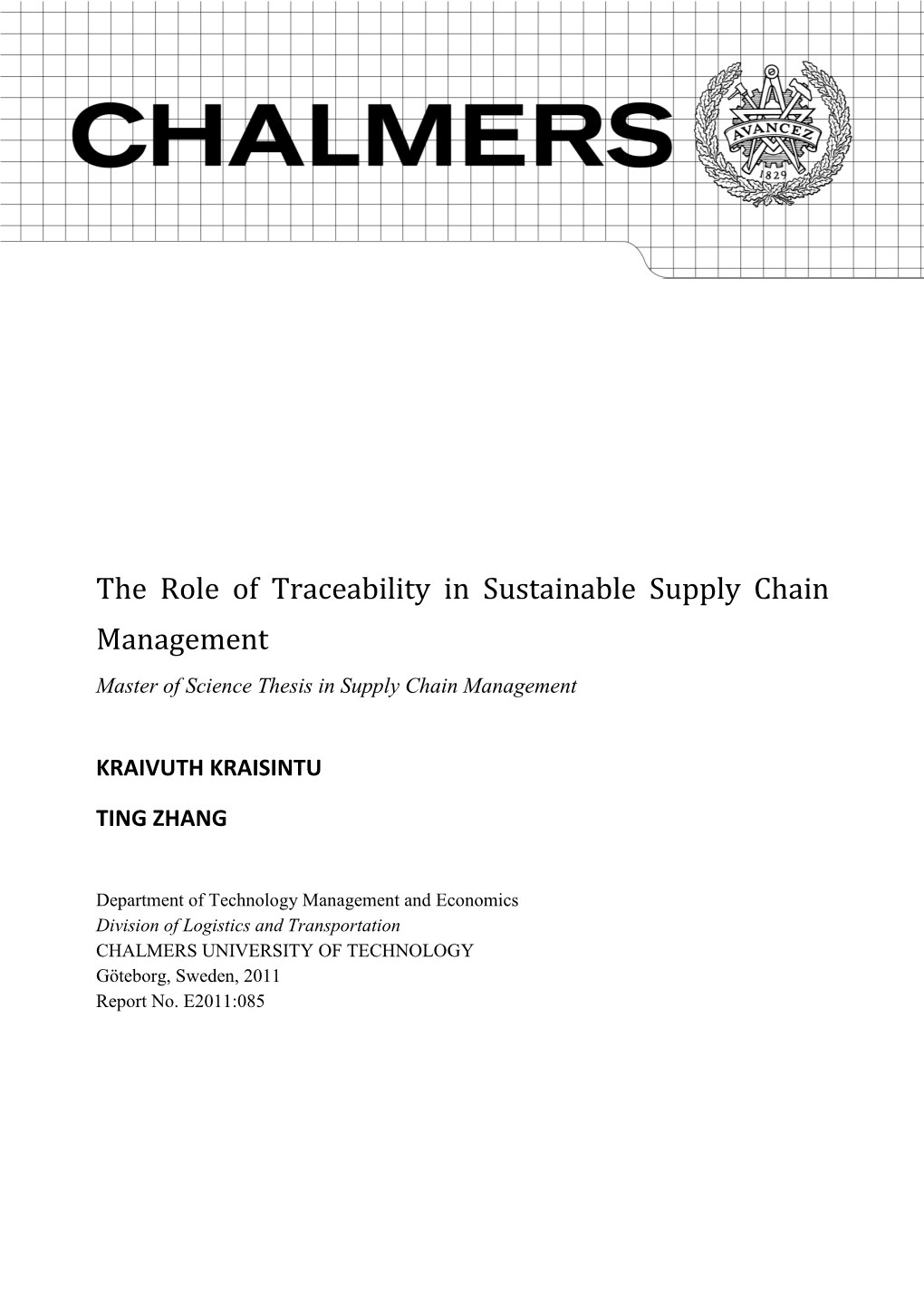 sustainable supply chain management master thesis