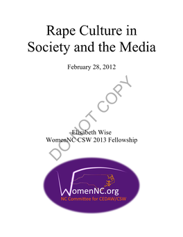 Rape Culture in Society and the Media