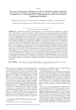 German Cockroach Allergen Levels in North Carolina Schools: Comparison of Integrated Pest Management and Conventional Cockroach Control