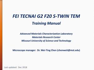 FEI TECNAI G2 F20 S-TWIN TEM Training Manual
