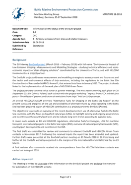 4-1 Information on the Status of the Envisum Project