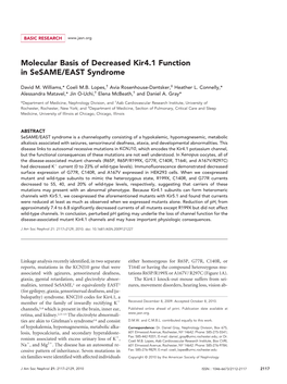 Molecular Basis of Decreased Kir4.1 Function in Sesame/EAST Syndrome