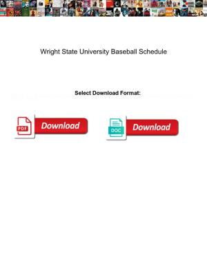 Wright State University Baseball Schedule