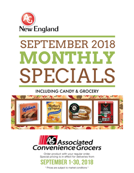 September 2018 Monthly Specials Including Candy & Grocery