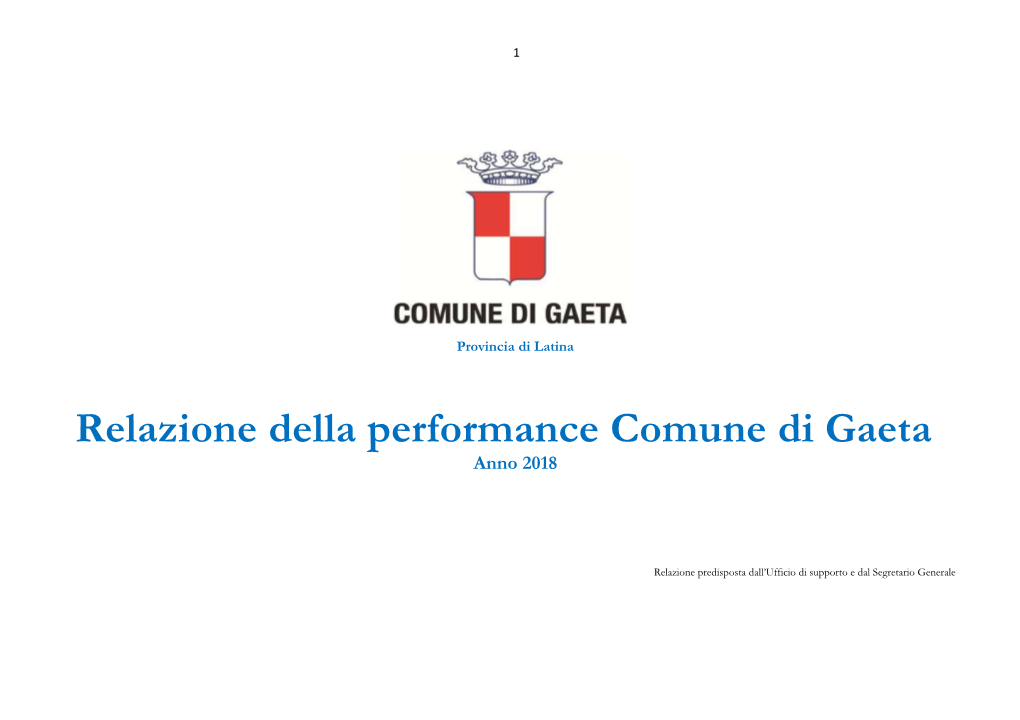 Relazione Della Performance Comune Di Gaeta Anno 2018