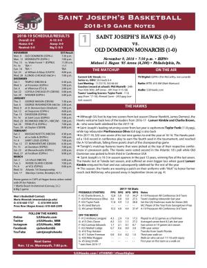 Saint Joseph's Basketball Saint Joseph's Combined Team Statistics (As of Mar 13, 2018) All Games