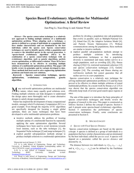 Species Based Evolutionary Algorithms for Multimodal Optimization: a Brief Review