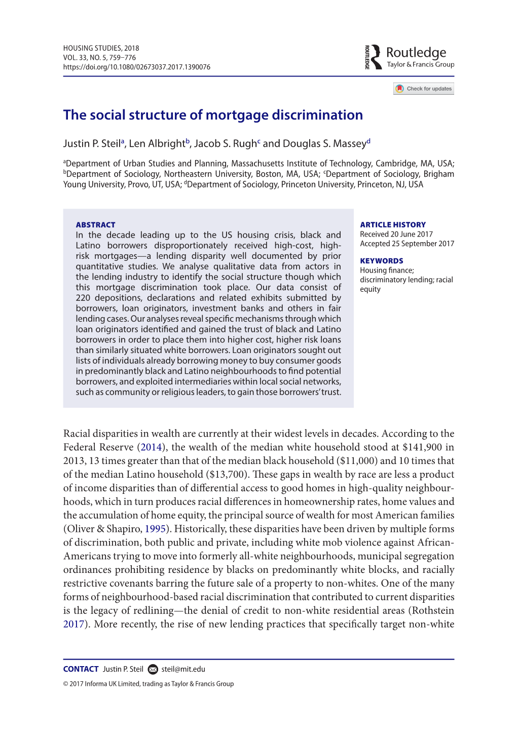 The Social Structure of Mortgage Discrimination