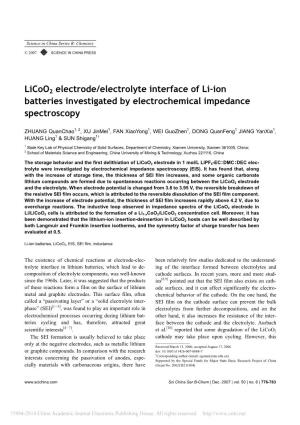Licoo2 Electrode/Electrolyte Interface of Li-Ion Batteries Investigated by Electrochemical Impedance Spectroscopy