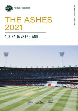 The Ashes 2021 Mcg.Org.Au/Hospitality Australia Vs England Blockbuster Dining Cricket 2021