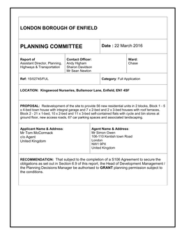 PLANNING COMMITTEE Date : 22 March 2016