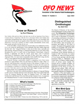 OFONEWS Newsletter of the Ontario Field Ornithologists