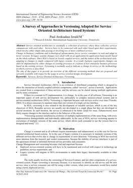 A Survey of Approaches in Versioning Adapted for Service Oriented Architecture Based Systems