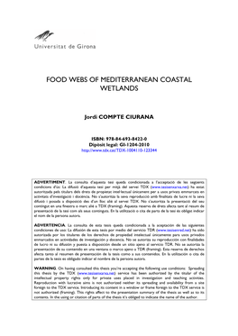 Food Webs of Mediterranean Coastal Wetlands