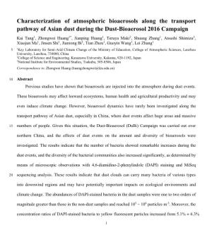 Characterization of Atmospheric Bioaerosols Along the Transport