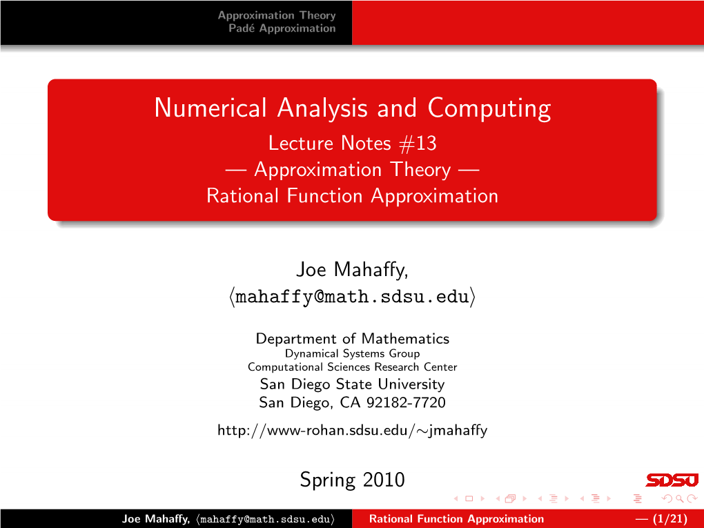 Rational Function Approximation