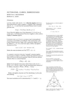 Octonions, Cubes, Embeddings Martin H