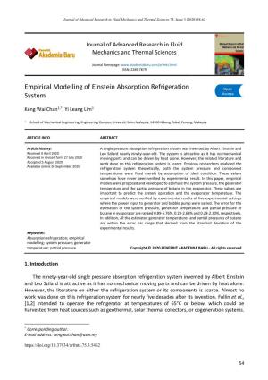 Empirical Modelling of Einstein Absorption Refrigeration System