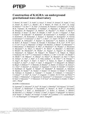 Construction of KAGRA: an Underground Gravitational-Wave Observatory