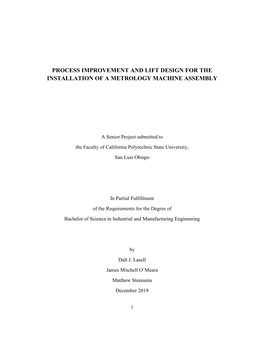 Process Improvement and Lift Design for the Installation of a Metrology Machine Assembly