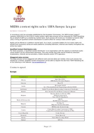 MEDIA Content Rights Sales: UEFA Europa League