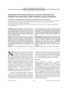 Management of Neonatal Cholestasis: Consensus Statement of the Pediatric Gastroenterology Chapter of Indian Academy of Pediatrics