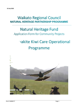 Whenuakite Kiwi Care Operational Programme