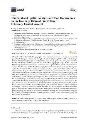 Temporal and Spatial Analysis of Flood Occurrences in the Drainage Basin of Pinios River (Thessaly, Central Greece)
