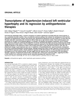 Transcriptome of Hypertension-Induced Left Ventricular Hypertrophy and Its Regression by Antihypertensive Therapies
