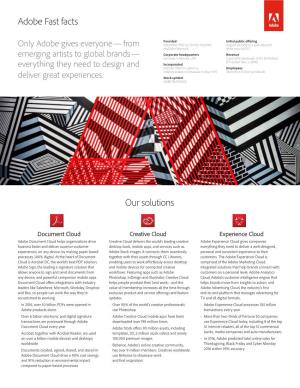 Adobe Fast Facts Our Solutions