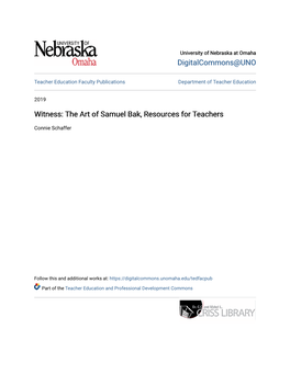 Witness: the Art of Samuel Bak, Resources for Teachers