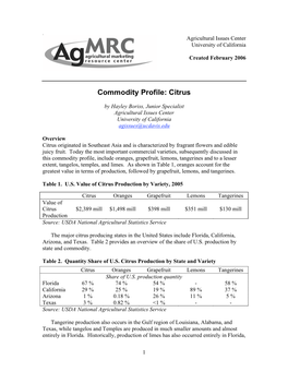 Commodity Profile: Citrus