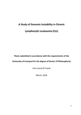 A Study of Genomic Instability in Chronic Lymphocytic Leukaemia