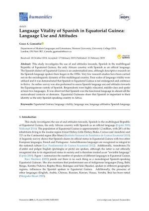 Language Vitality of Spanish in Equatorial Guinea: Language Use and Attitudes