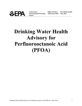 Drinking Water Health Advisory for Perfluorooctanoic Acid (PFOA)