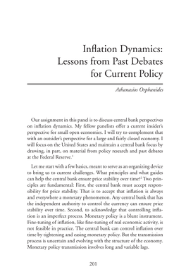 Inflation Dynamics: Lessons from Past Debates for Current Policy