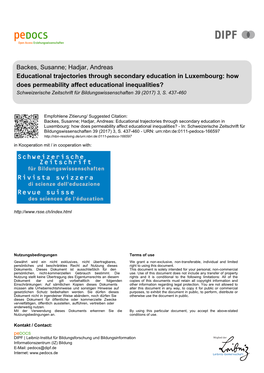 Educational Trajectories Through Secondary Education in Luxembourg