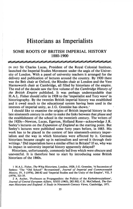Historians As Imperialists