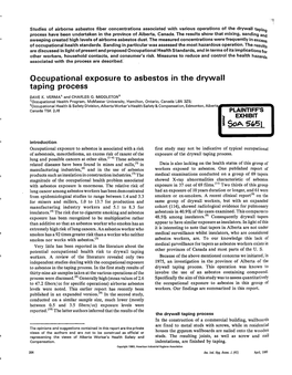 Occupational Exposure to Asbestos in the Drywall Taping Process